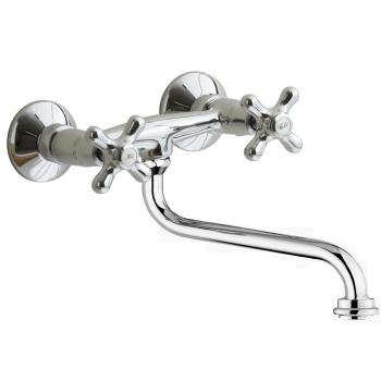 Retro to-grebs badekararmatur m/hane, Krom